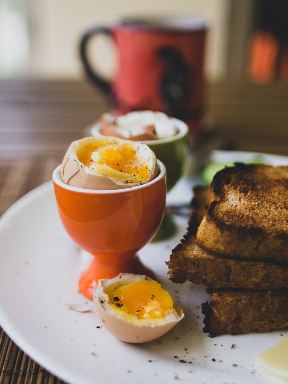 Cracked egg and toast