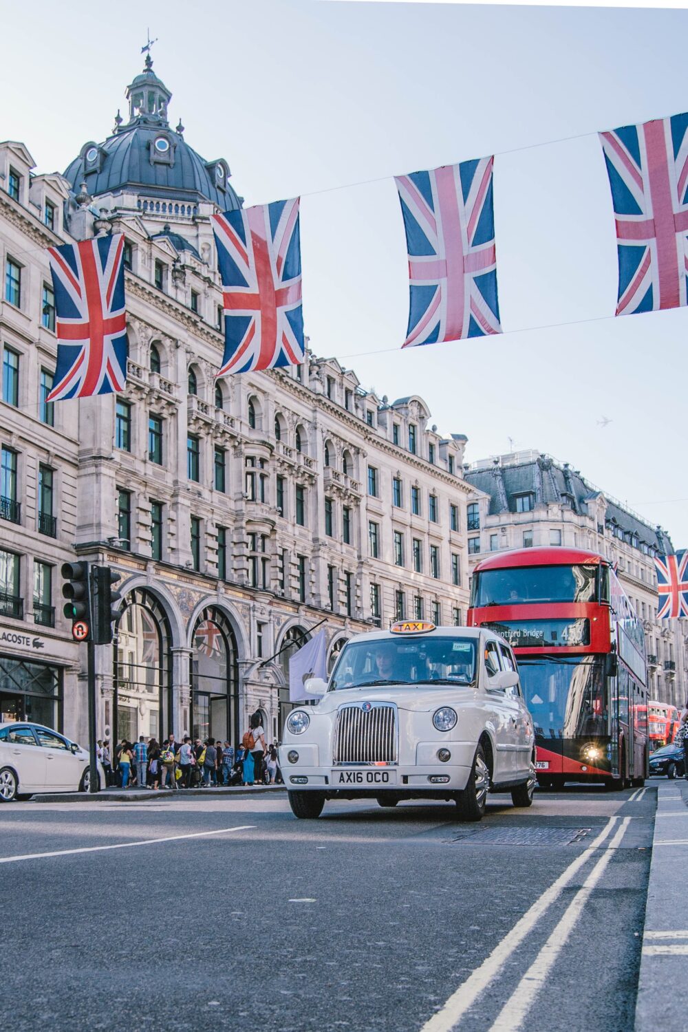 London street with flags